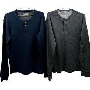 2-Pack Bundle Men's Thermal Henley Long Sleeves Members Mark & Avalanche LARGE
